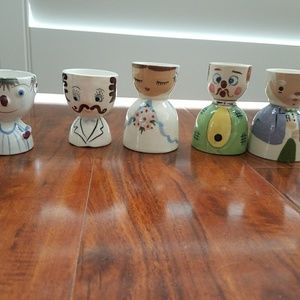 Set of 5 ceramic double cup egg holder